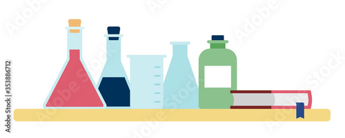 Laboratory chemical instruments vector illustration in flat style.