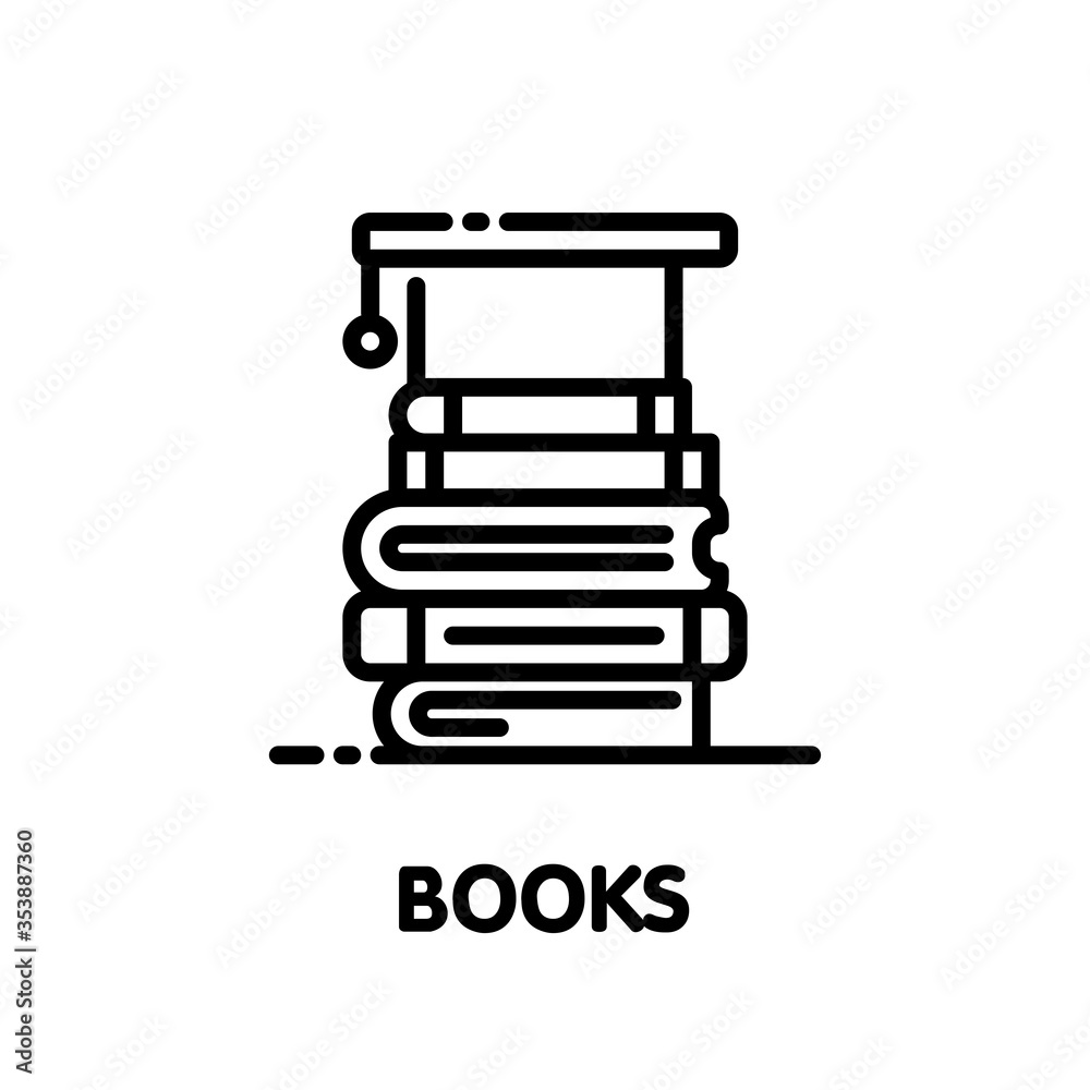 Books outline icon style design illustration on white background Books outline icon style design illustration on white background