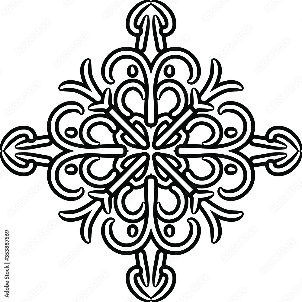 Detailed and unusual vector figure. Antistress coloring element. Decorative figure. 