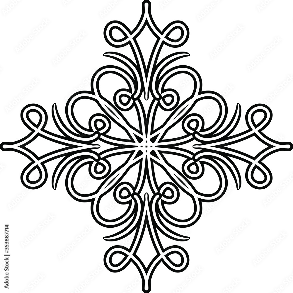 Sophisticated vector figure with elegant elements. Antistress coloring for everybody.
