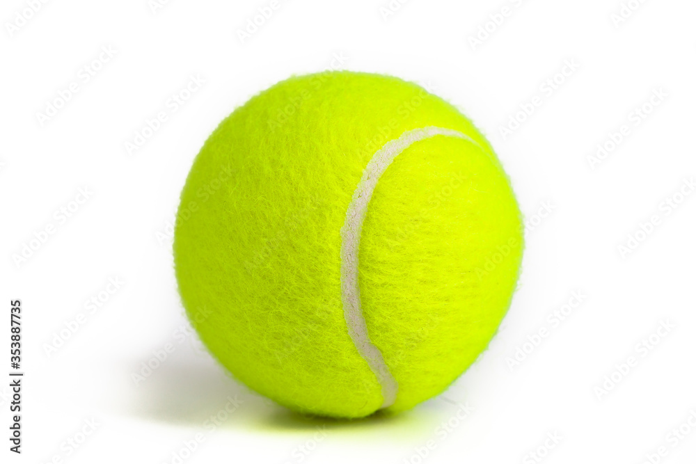 Tennis ball isolated on white. Still-life photo taken on studio with white background and softbox.