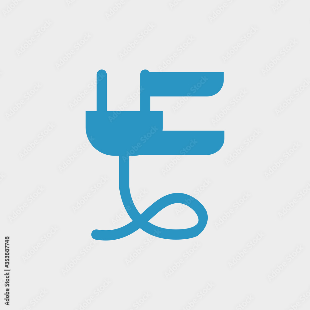 logo modern letter f with icon electric plugs vector design logo modern letter f with icon electric plugs vector design