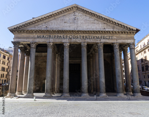 The Pantheon in Piazza della Rotonda in Rome. Italy famous tourist attraction. Ancient Roman temple