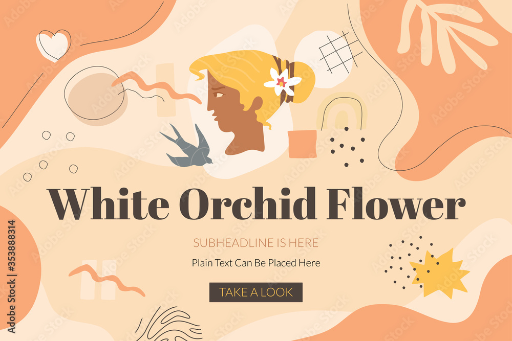 White Orchid Flower Banner Template