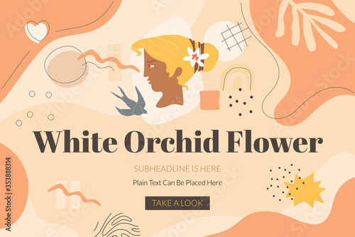 White Orchid Flower Banner Template
