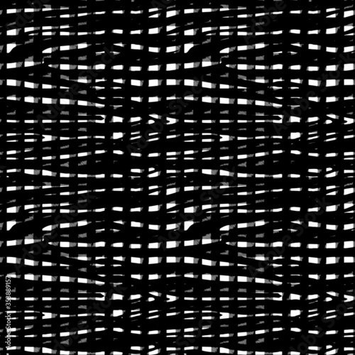 Plaid. Seamless Grunge Stripes. Abstract Texture with Horizontal and Vertical Strokes. Scribbled Grunge Motif for Cotton, Print, Calico. Scottish Motiff. Vector Texture.