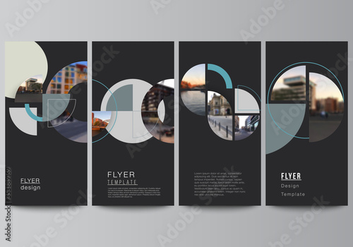 Vector layout of flyer, banner design templates for website advertising design, vertical flyer, website decoration. Background with abstract circle round banners. Corporate business concept template.