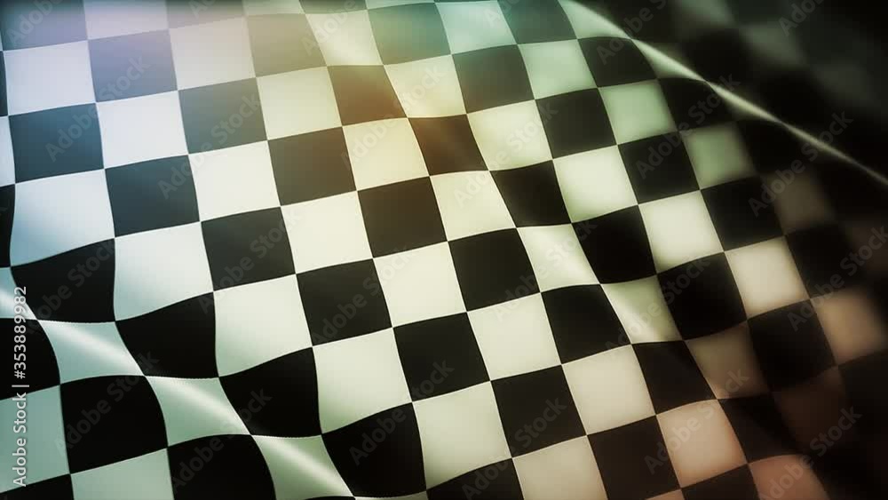 4k Checkered Race Flag Check Flag wavy silk fabric fluttering Racing ...