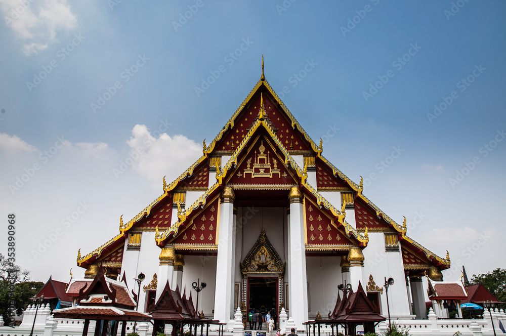 Wat Phra Mongkhon Bophit, a Buddhist temple of archaeological park, Ayutthaya, Thailand