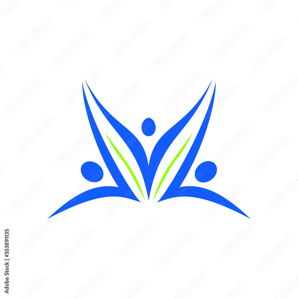 A vector illustration of swoosh people with grass and leaf symbol A vector illustration of swoosh people with grass and leaf symbol