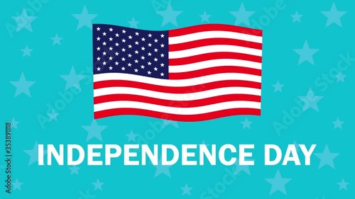 July 4th Independence Day animation. USA realistic american flag. Animation loop