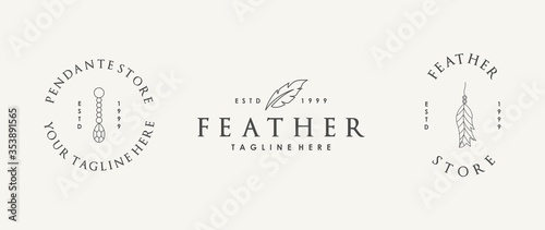 Feather logo collection with minimalist style