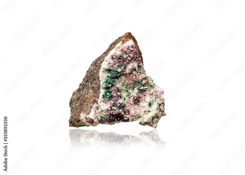 Green brown mineral vesuvianite on white background. Silicate of calcium and aluminum Green brown mineral vesuvianite on white background. Silicate of calcium and aluminum