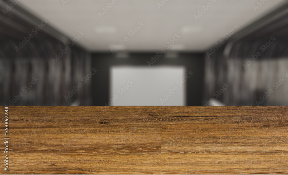 blurred interior on a wooden table background.big business lounge. Reception of the director. place of work of employees, wood panels. more windows.. 3D rendering.. Blank paintings. Mockup. blurred interior on a wooden table background.big business lounge. Reception of the director. place of work of employees, wood panels. more windows.. 3D rendering.. Blank paintings. Mockup.