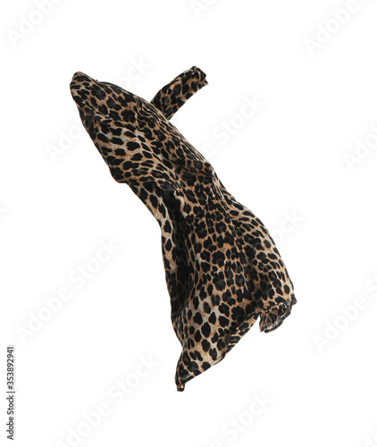 Leopard print dress isolated on white. Stylish clothes