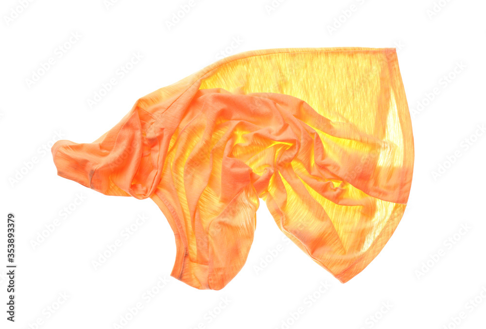 Rumpled orange top isolated on white. Messy clothes