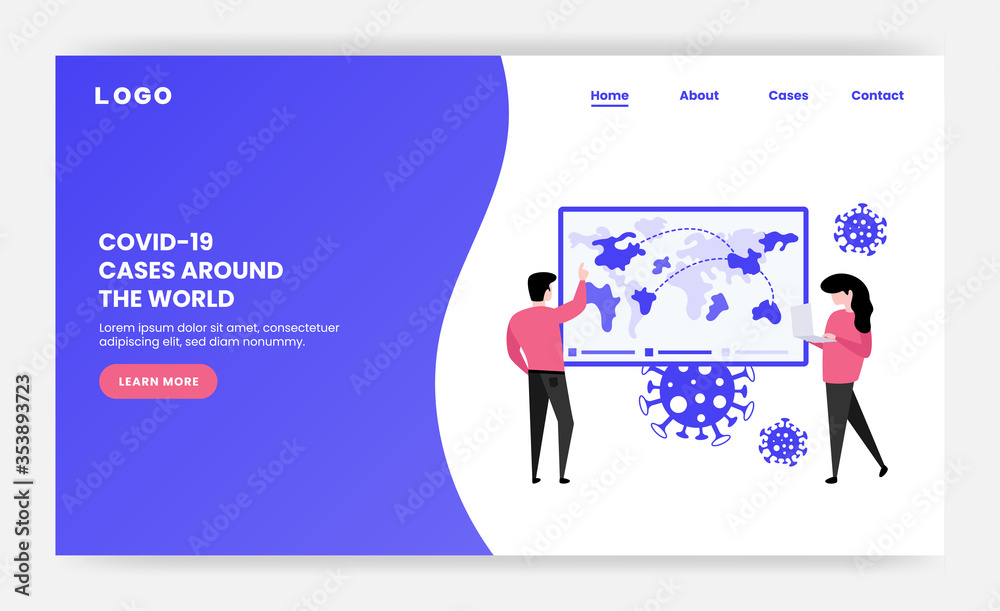 Covid-19 coronavirus cases update landing page vector illustration Covid-19 coronavirus cases update landing page vector illustration
