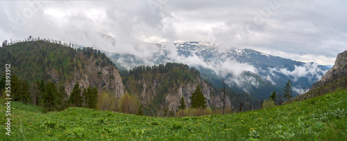 Acheshbok Mountains and Pass Devil's Gate in the natural park photo