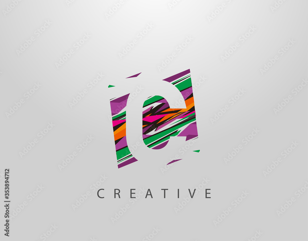 Fototapeta premium Creative C Letter Logo. Modern Abstract Geometric Initial C Design, made of various colorful pop art strips shapes