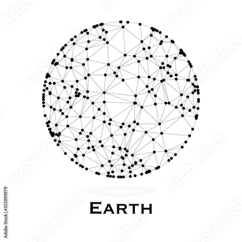 Polygonal Planet Earth. Triangle polygonal planet in solar system planet with copy spaces for your text. Polygon design. Low polygon vector illustration with white background. 