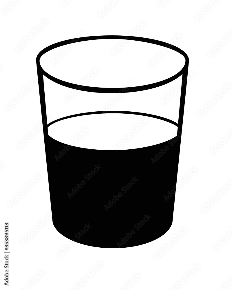 Glass cup - vector black and white silhouette. Glass - an element for a logo or sign. Glass cup - vector black and white silhouette. Glass - an element for a logo or sign.