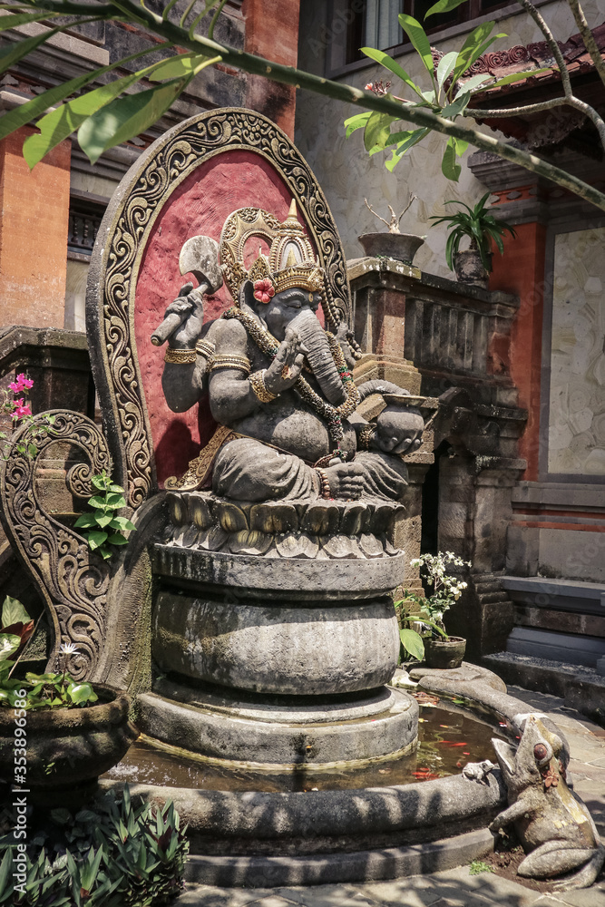 Traditional Balinese stone sculpture of Ganesh