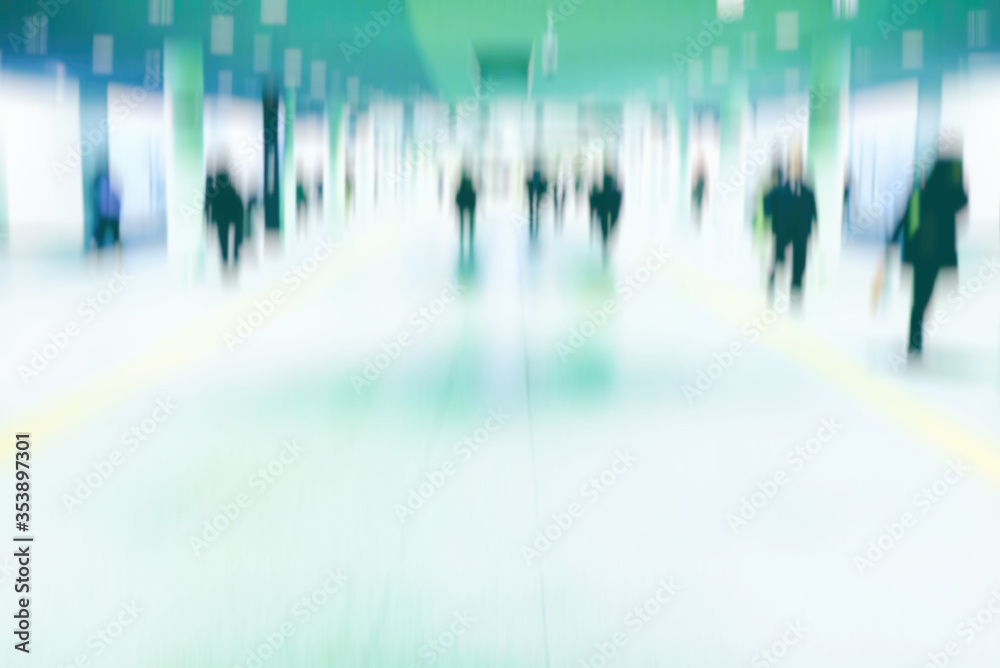 Abstract Blurred of People Walking in Subway Station Background.