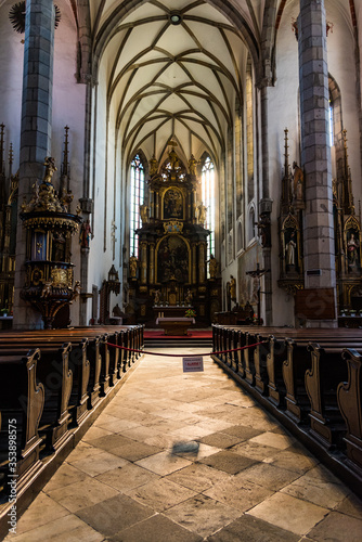 Ancient catholic cathedral interior view