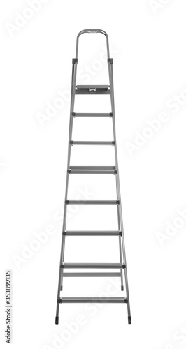 Fotografie Modern metal stepladder isolated on white. Construction tool