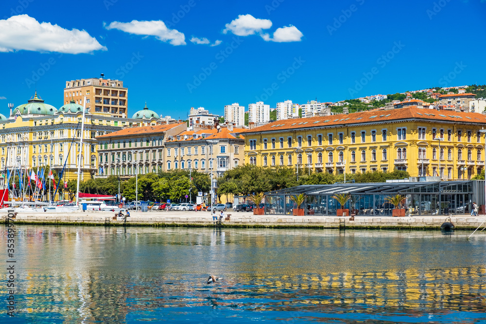 Croatia, beautiful city of Rijeka, seascape and skyline of the city center
