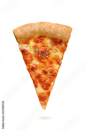 Quadro su tela Slice of Neapolitan pizza Margherita isolated on white background