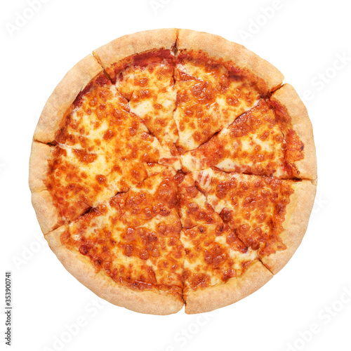 Neapolitan pizza Margherita isolated on white background.
