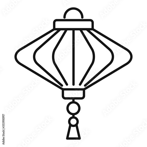 Hanging chinese lantern icon. Outline hanging chinese lantern vector icon for web design isolated on white background