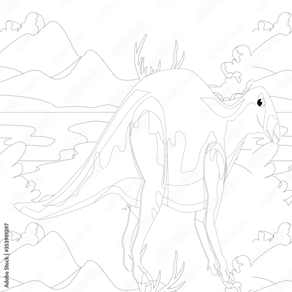 Outline Dinosaur  Illustration Suitable For Any Of Graphic Design Project Such As Coloring Book And Education