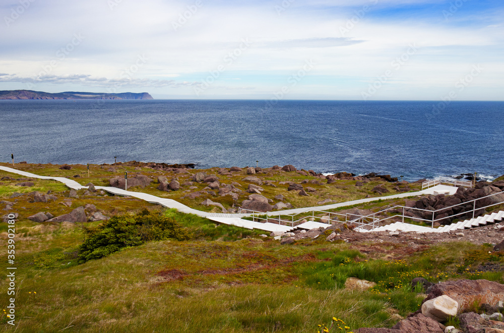 Long boardwalks of the Easternmost point of Canada, Port Spear, NL, Canada