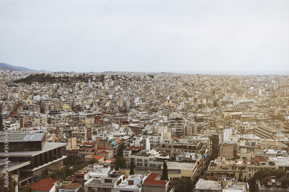 aerial view of athens taken from the top of hill