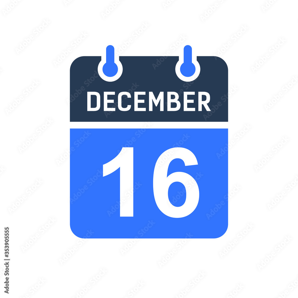 December 16 Calendar Date Icon, Event Date Icon, Calendar Date, Icon Design Vector Graphic December 16 Calendar Date Icon, Event Date Icon, Calendar Date, Icon Design Vector Graphic