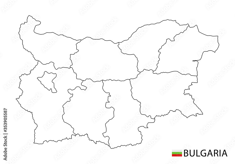 Bulgaria map, black and white detailed outline regions of the country. Vector illustration