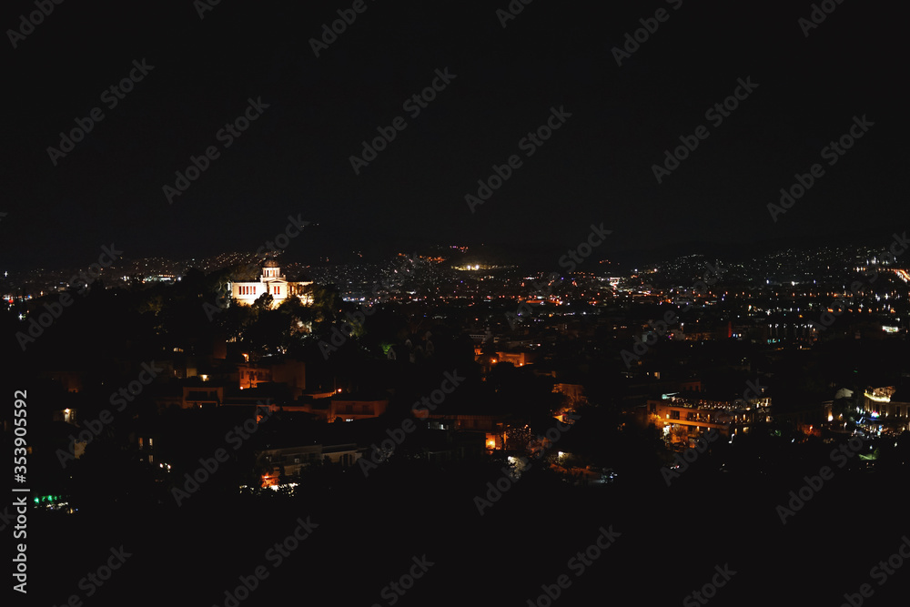 night view of Athens from the Acropolis