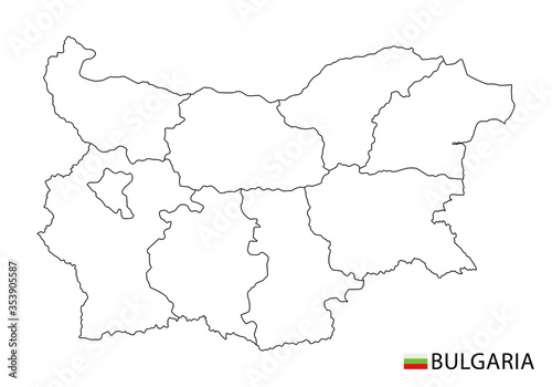 Bulgaria map  black and white detailed outline regions of the country. Vector illustration