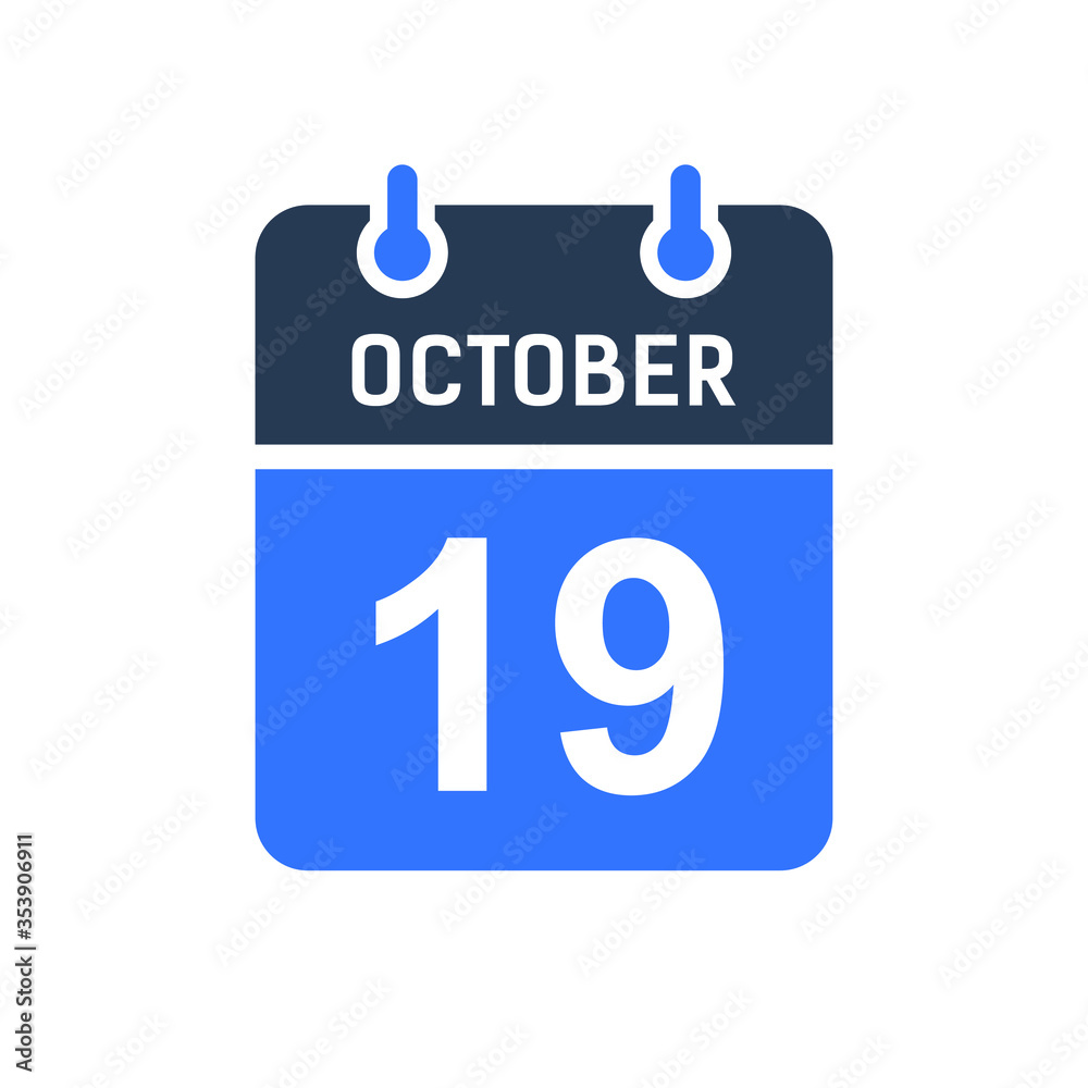 October 19 Calendar Date Icon, Event Date Icon, Calendar Date, Icon Design Vector Graphic October 19 Calendar Date Icon, Event Date Icon, Calendar Date, Icon Design Vector Graphic
