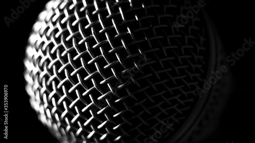 Macro shot of a stage mic professional vocal microphone - low key backlight © CameraCraft