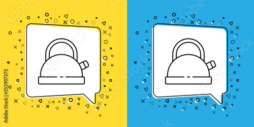 Set line Kettle with handle icon isolated on yellow and blue background. Teapot icon. Vector.