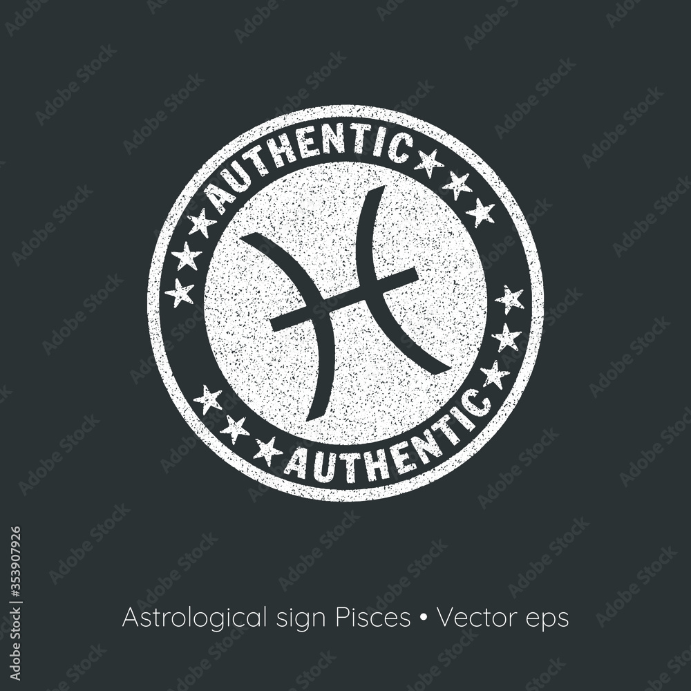 Astrological sign Pisces, vector eps. Rubber stamp style Astrological sign Pisces, vector eps. Rubber stamp style