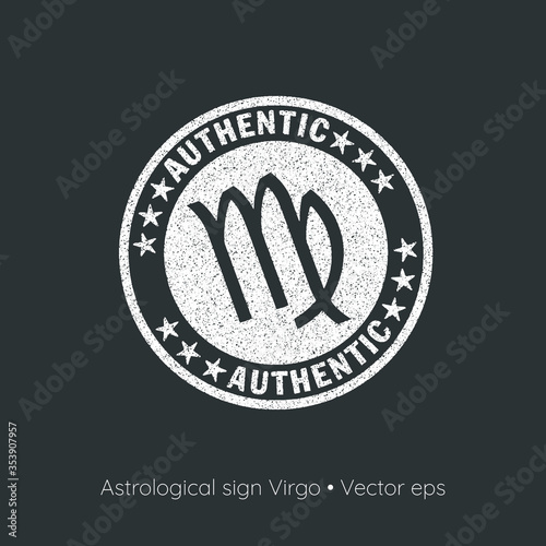 Astrological sign Virgo, vector eps. Rubber stamp style