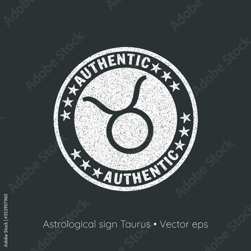 Astrological sign Taurus, vector eps. Rubber stamp style