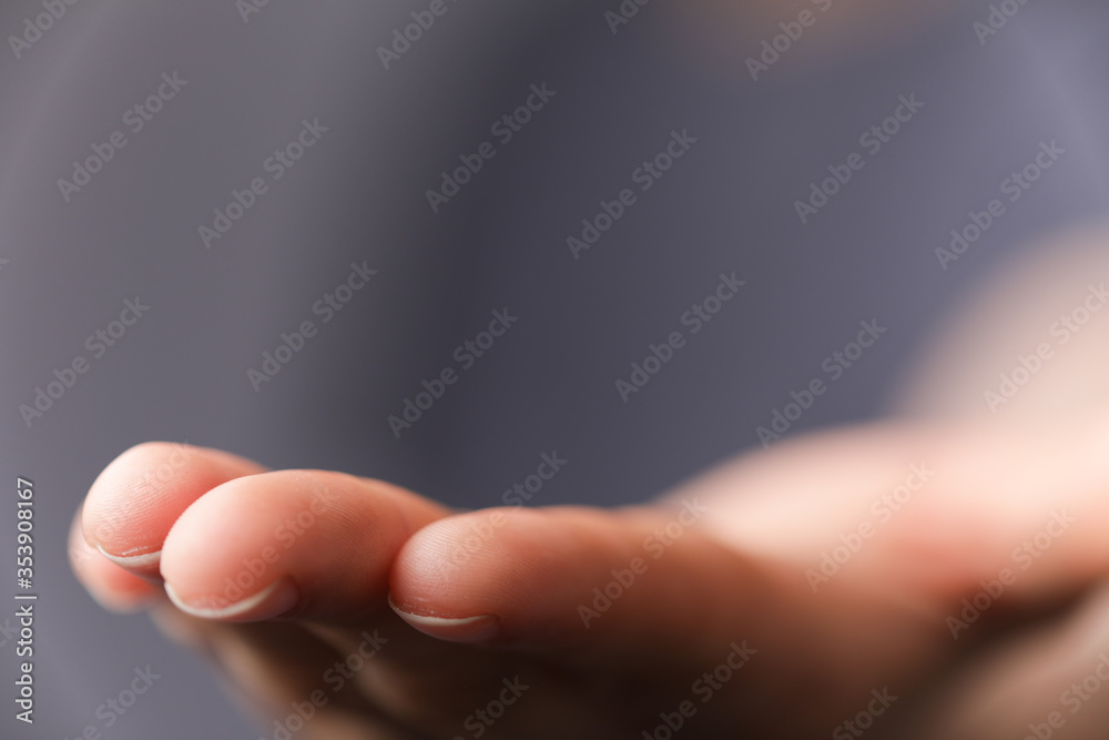 A man holding empty his hand A man holding empty his hand