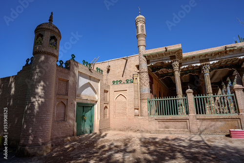 Uyghur mosque beside the 17th century Tomb of Abakh Khoja or Xiangfei in Kashgar, Xinjiang Provice, China photo