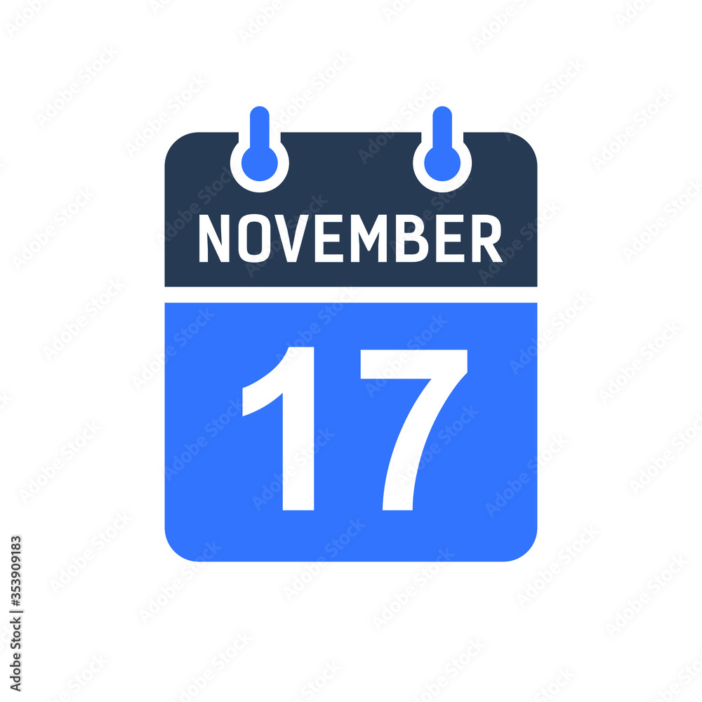 November 17 Calendar Date Icon, Event Date Icon, Calendar Date, Icon Design Vector Graphic November 17 Calendar Date Icon, Event Date Icon, Calendar Date, Icon Design Vector Graphic