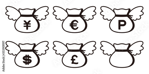 巾着袋と通貨記号セット